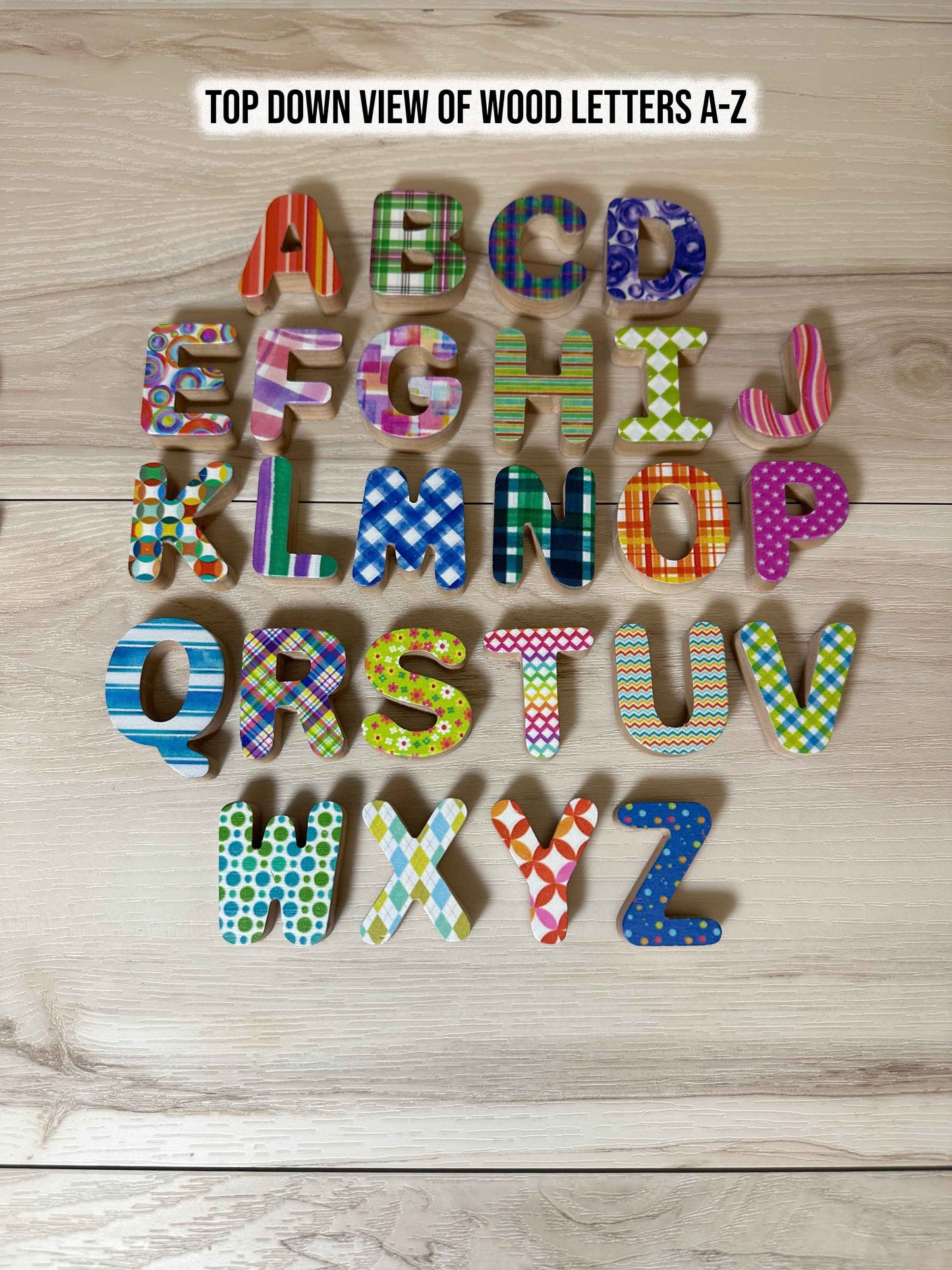 ABC-123 FlipCraft Round 13" Solid Wood Puzzle, Dual-Sided, 26 Letters, 0-9 and 16 Shapes, Demin